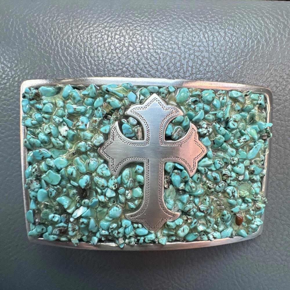 Vintage Nocona Turquoise SOUTHWEST Cross Belt Buckle P85